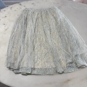 Jape Vendure L Pleated A-line Midi Skirt Ivory Pastel Floral Glitter Tulle Fairy